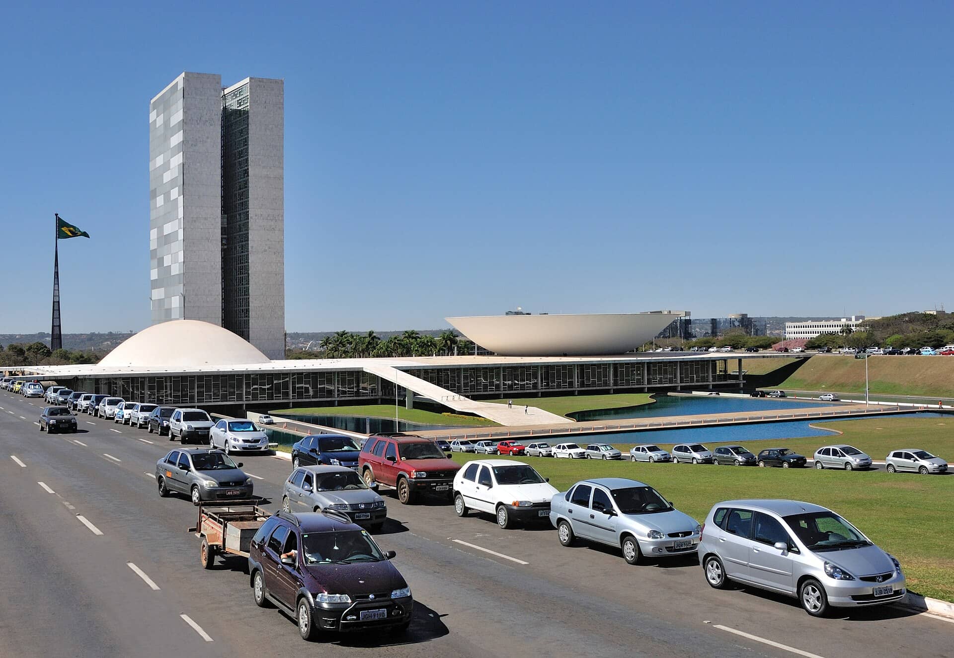 Vista externa do Congresso Nacional do Brasil, em Brasília
